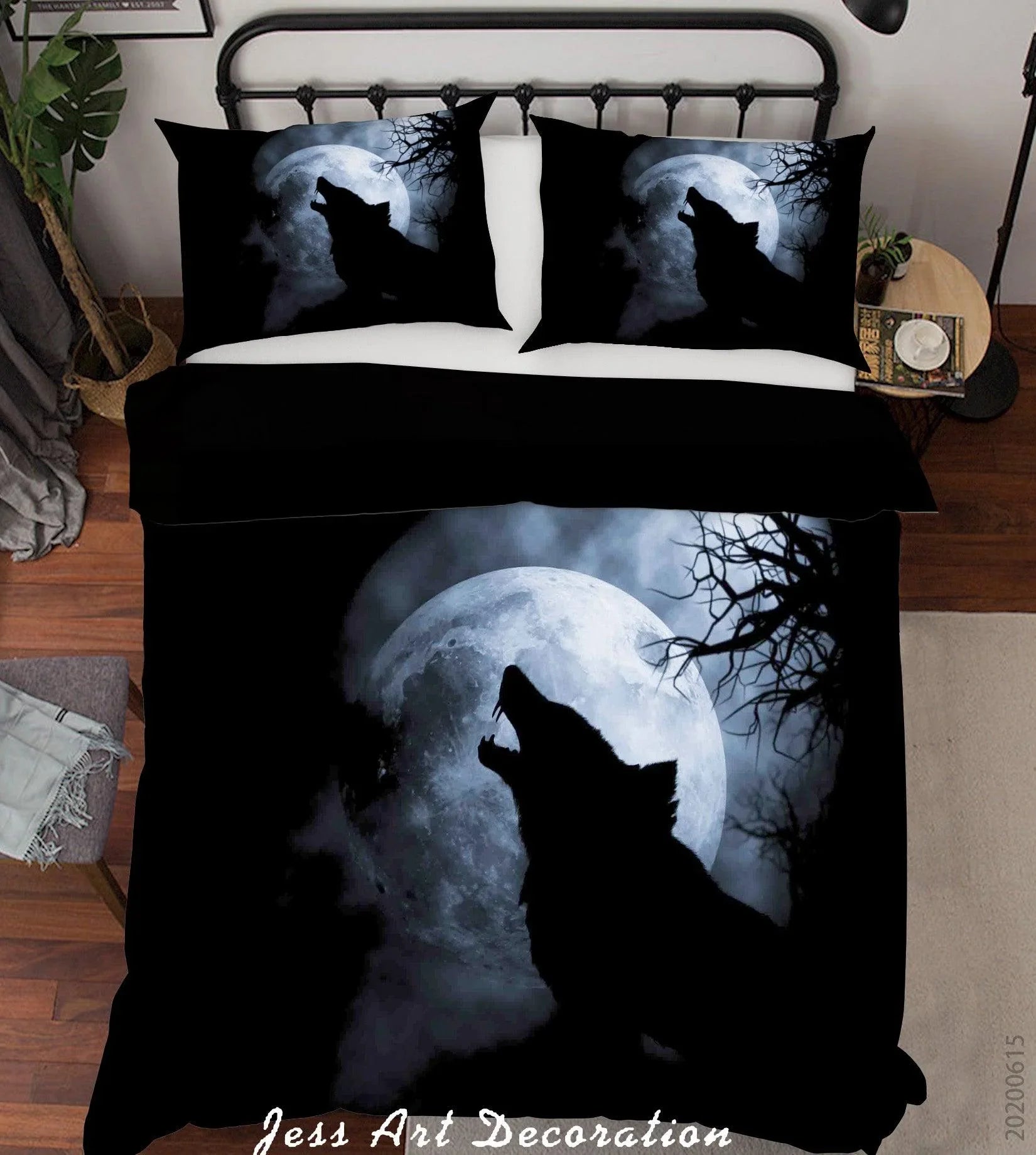 3D Moon Wolf Quilt Cover Set Bedding Set Duvet Cover Pillowcases SF07- Jess Art Decoration