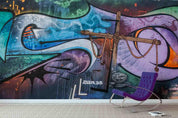 3D Abstract Colored Street Graffiti Wall Mural Wallpaper LQH 225- Jess Art Decoration