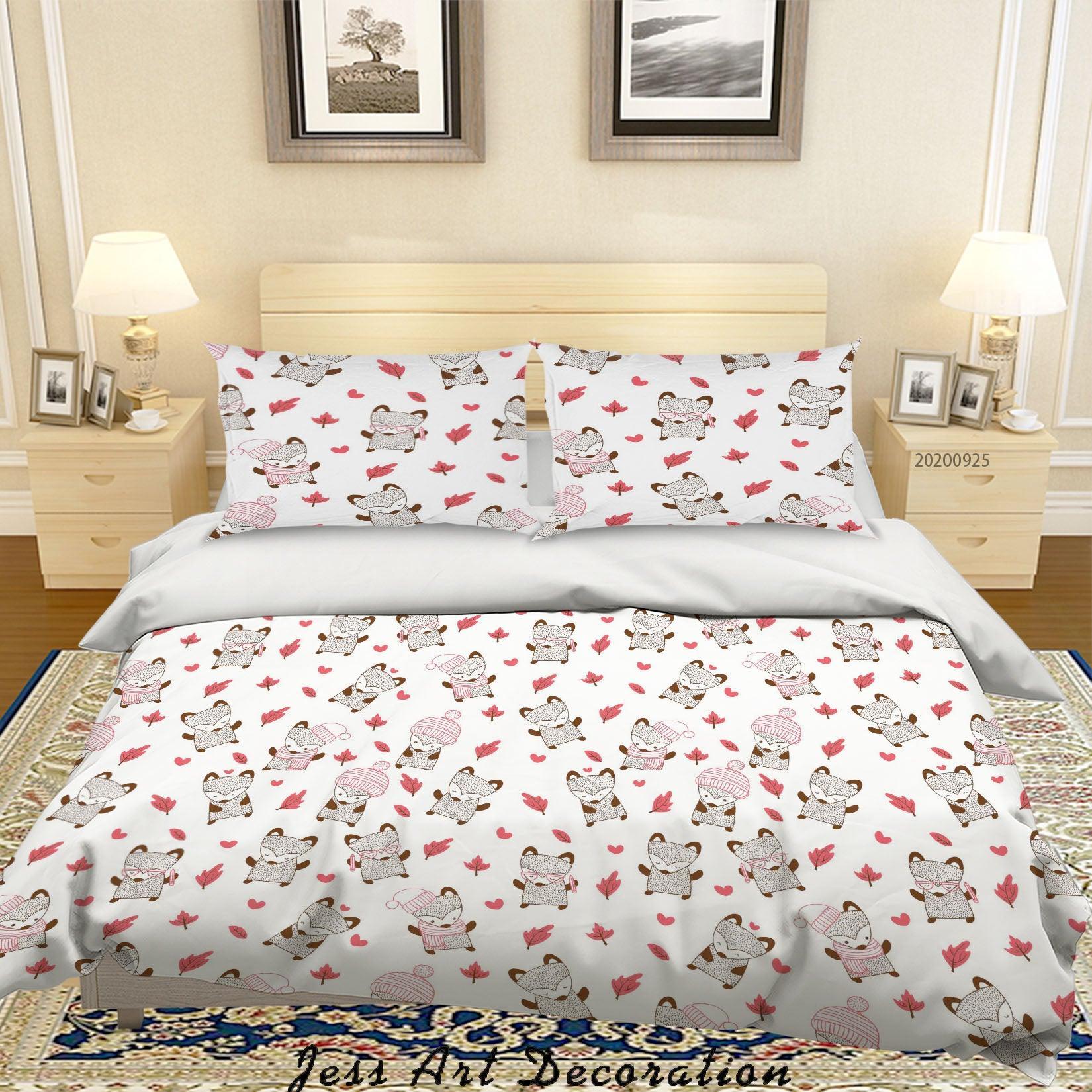 3D Cartoon Animal Fox Pattern Quilt Cover Set Bedding Set Duvet Cover Pillowcases WJ 6512- Jess Art Decoration