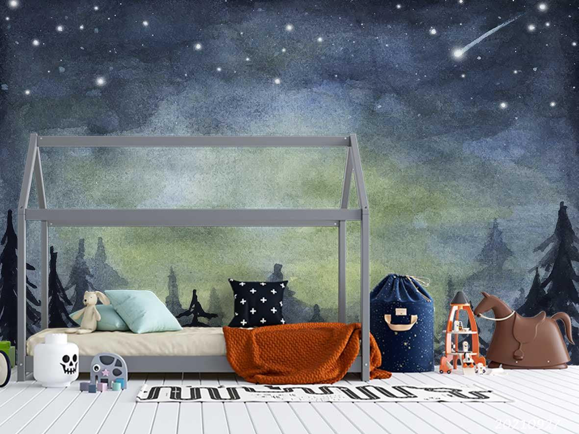 3D Starry Sky Meteor Forest Landscape Wall Mural Wallpaper LQH 159- Jess Art Decoration