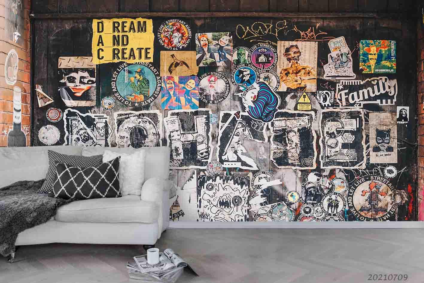 3D Graffiti Brick Logo Photo Wall Mural Wallpaper SWW3789- Jess Art Decoration