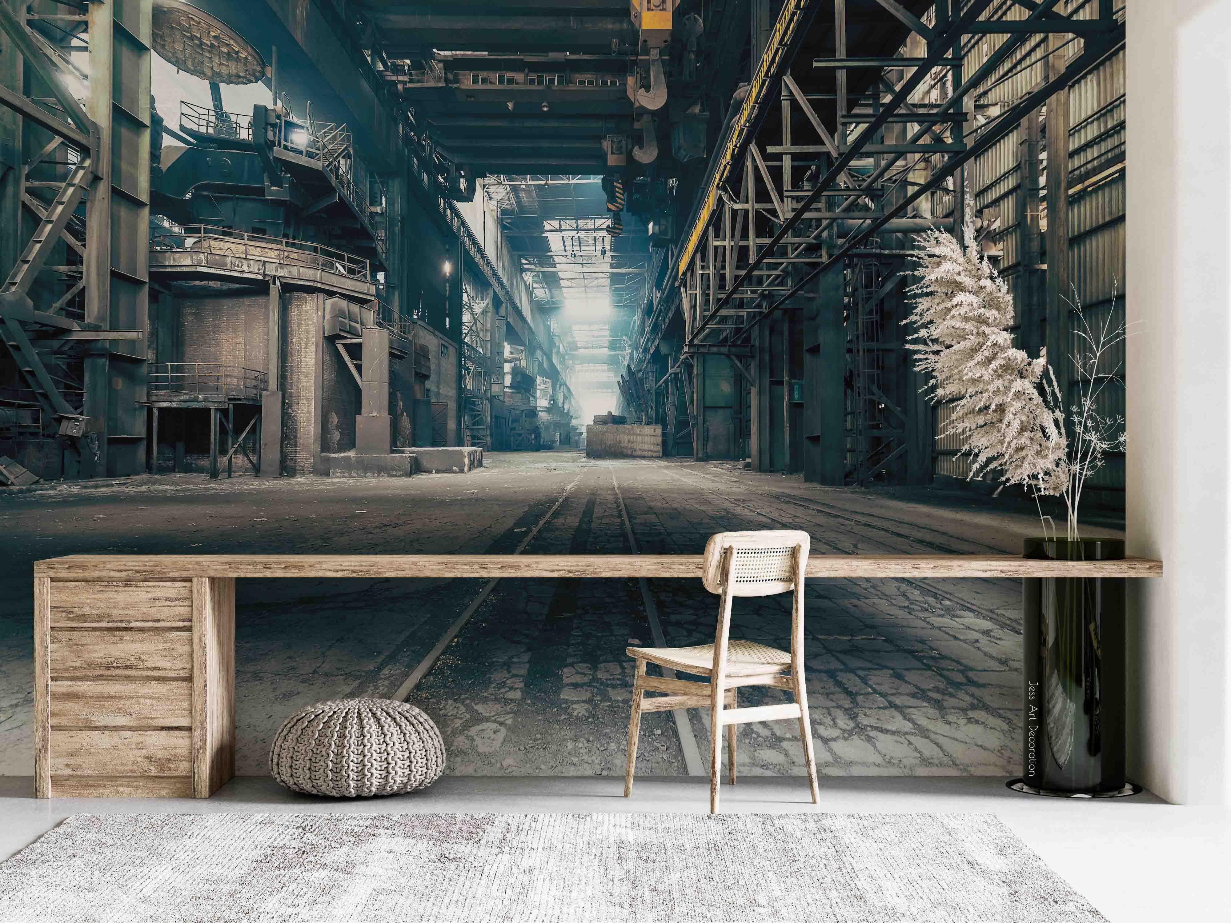 3D Industrial Iron Frame Factory Wall Mural Wallpaper GD 2700- Jess Art Decoration