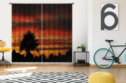 3D Woods Palm Trees Red Sky Cloud Curtains and Drapes GD 2311- Jess Art Decoration