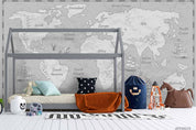 3D Hand Drawn Grey World Map Wall Mural Wallpaper LQH 36- Jess Art Decoration