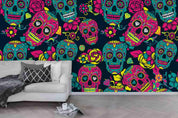 3D Skull Floral Wall Mural Wallpaper 154- Jess Art Decoration