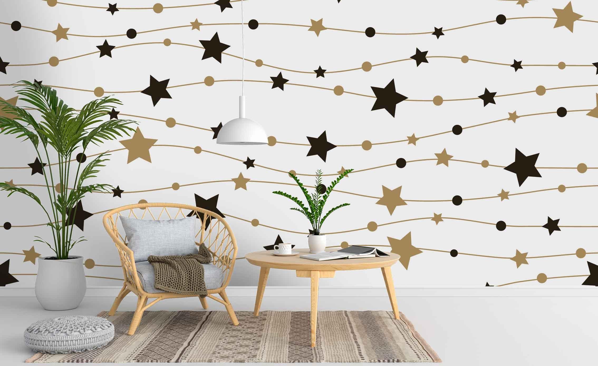 3D Black Golden Stars Wall Mural Wallpaper 62- Jess Art Decoration