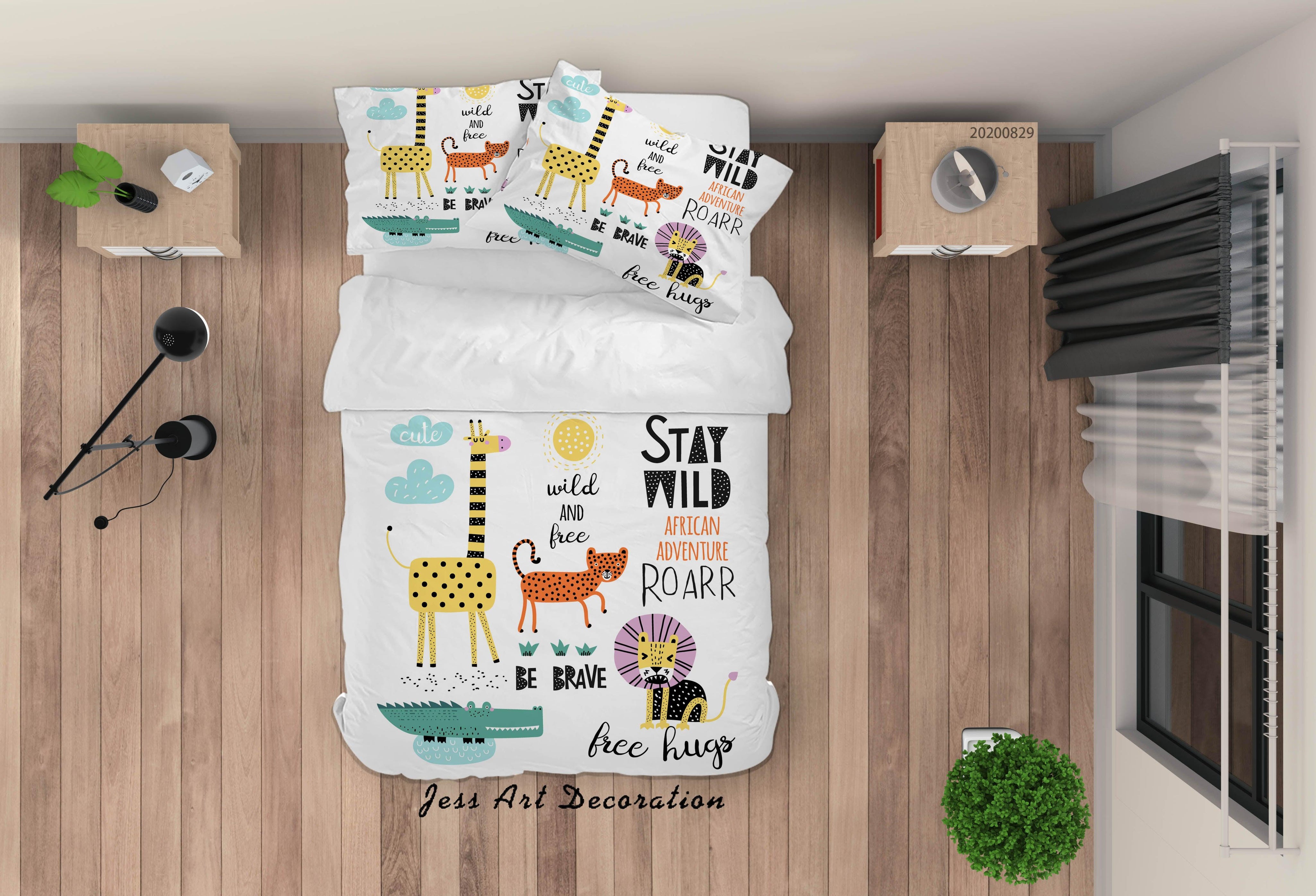 3D Abstract Hand Draw Cartoon Animal Pattern Quilt Cover Set Bedding Set Duvet Cover Pillowcases WJ 3507- Jess Art Decoration