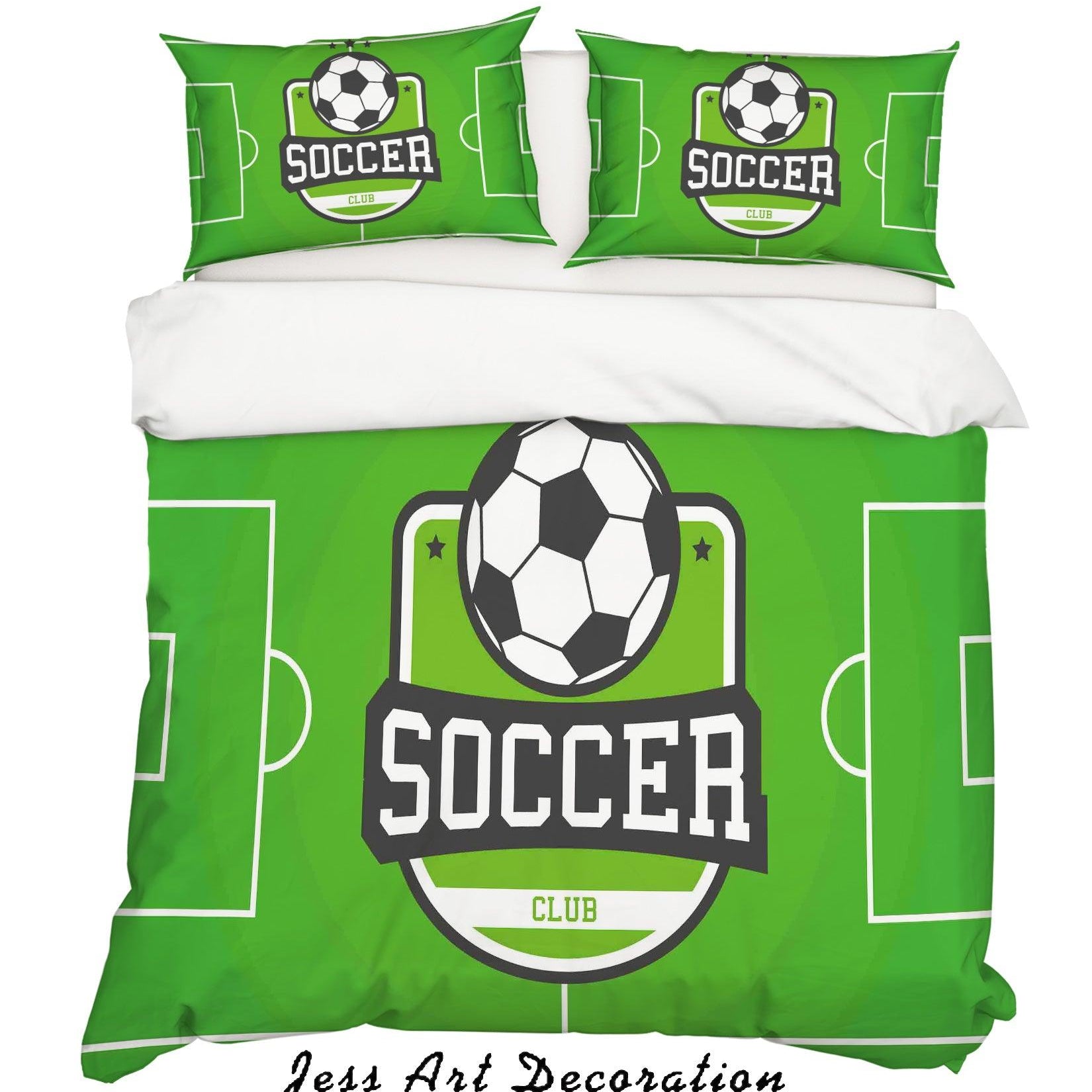 3D Green Football Field Quilt Cover Set Bedding Set Pillowcases 10- Jess Art Decoration