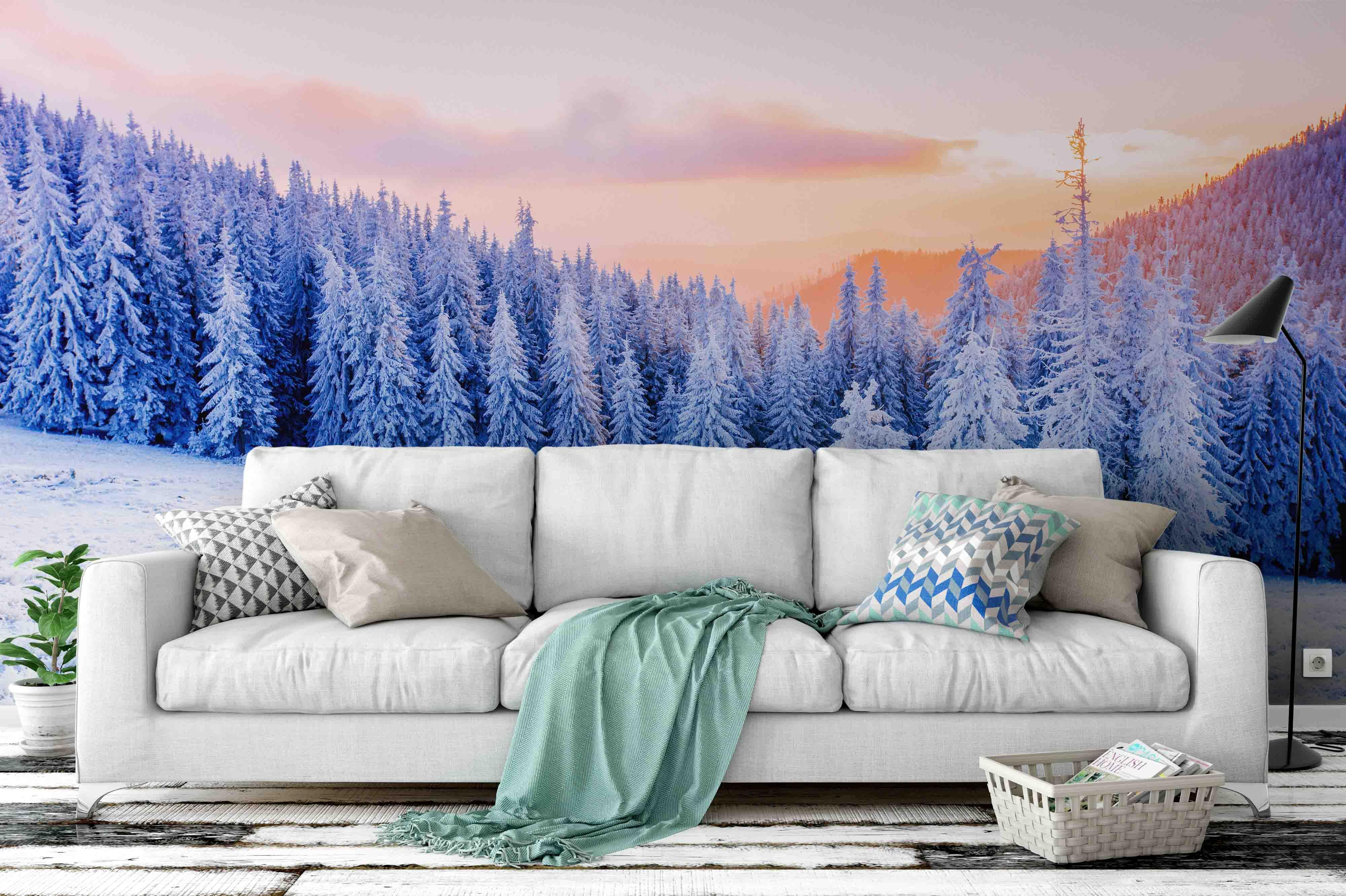 3D pine forest snow wall mural wallpaper 50- Jess Art Decoration