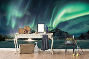 3D aurora mountains wall mural wallpaper 31- Jess Art Decoration