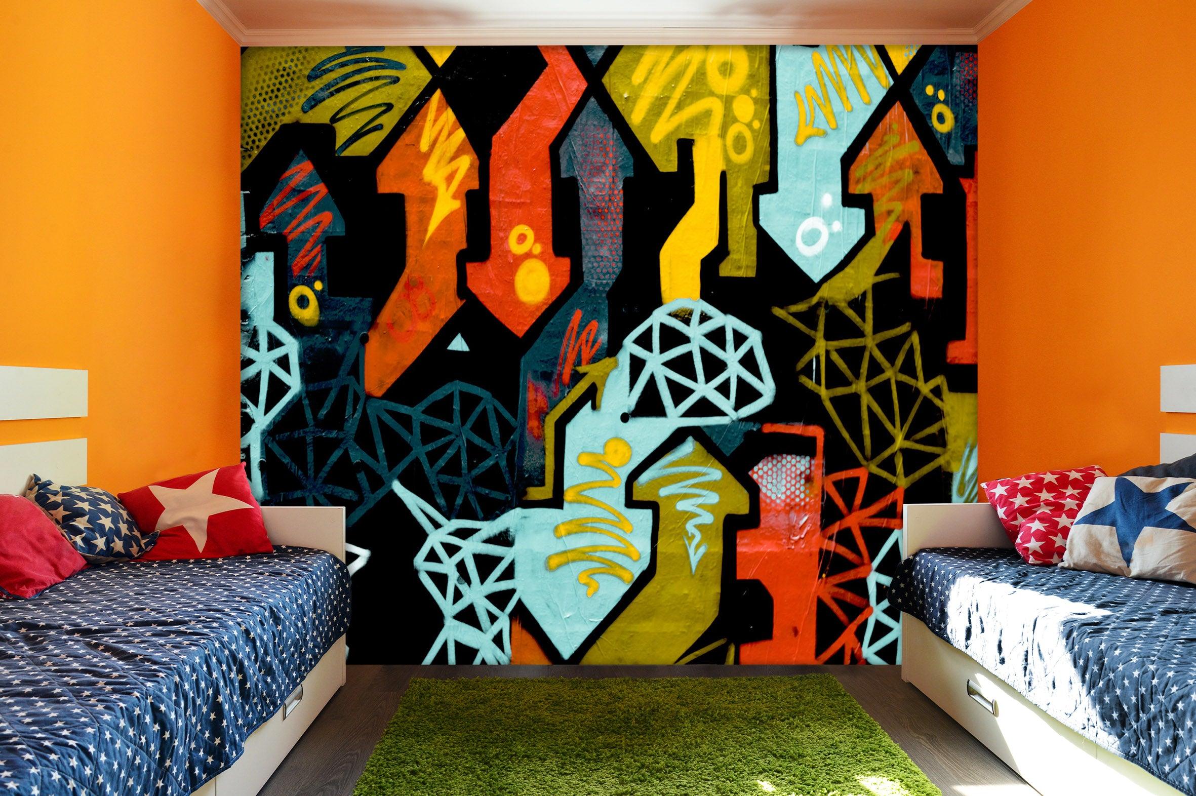 3D Abstract Colorful Graffiti Wall Mural Wallpaper 128- Jess Art Decoration