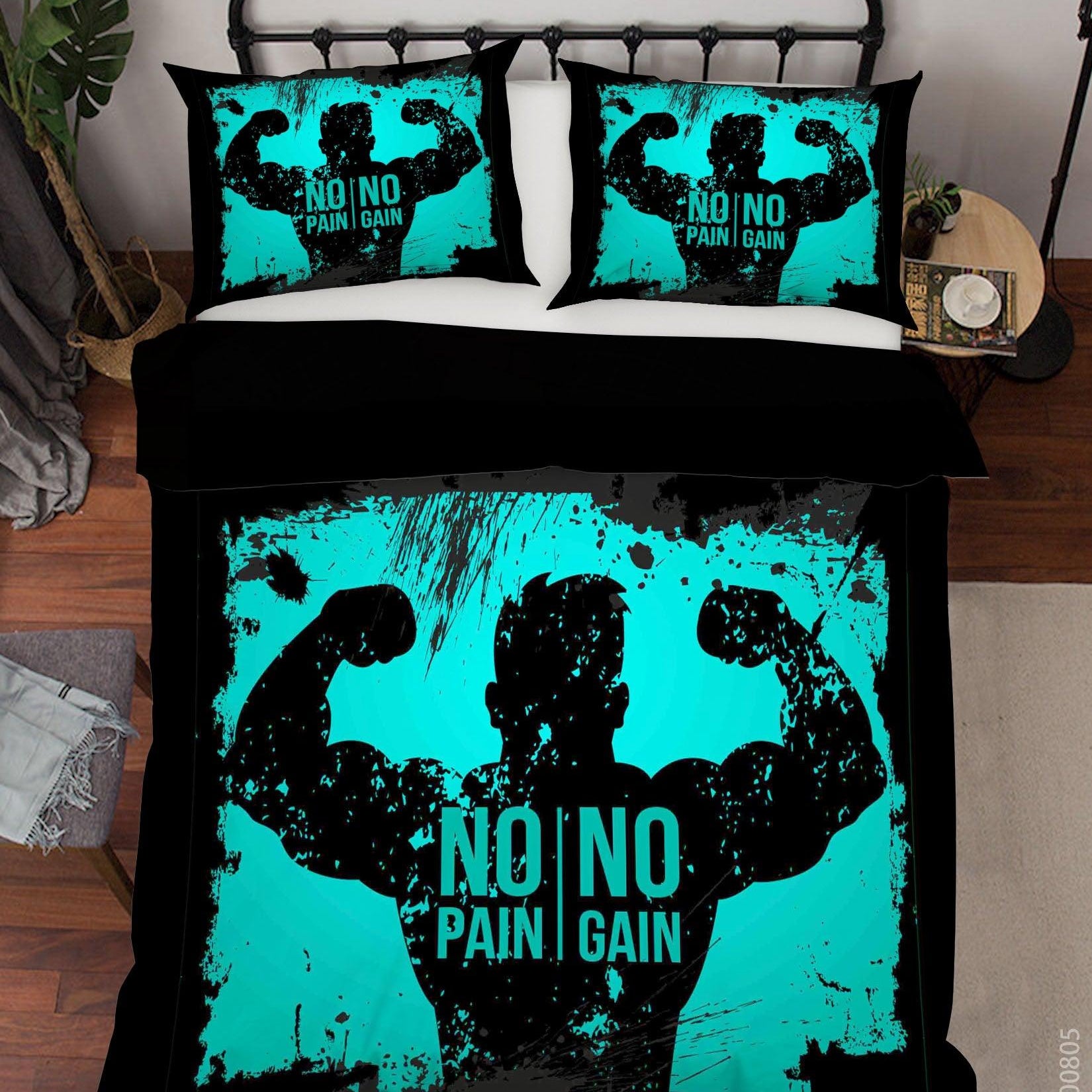 3D No Pain No Gain Quilt Cover Set Bedding Set Duvet Cover Pillowcases LXL 41- Jess Art Decoration