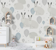 3D Cartoon Grey Rabbit Tree Wall Mural Wallpaper 96- Jess Art Decoration