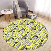 3D Yellow Feather Texture Non-Slip Round Rug Mat 92- Jess Art Decoration
