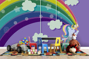 3D Cartoon Unicorn Purple Rainbow Wall Mural Wallpaper A051 LQH- Jess Art Decoration