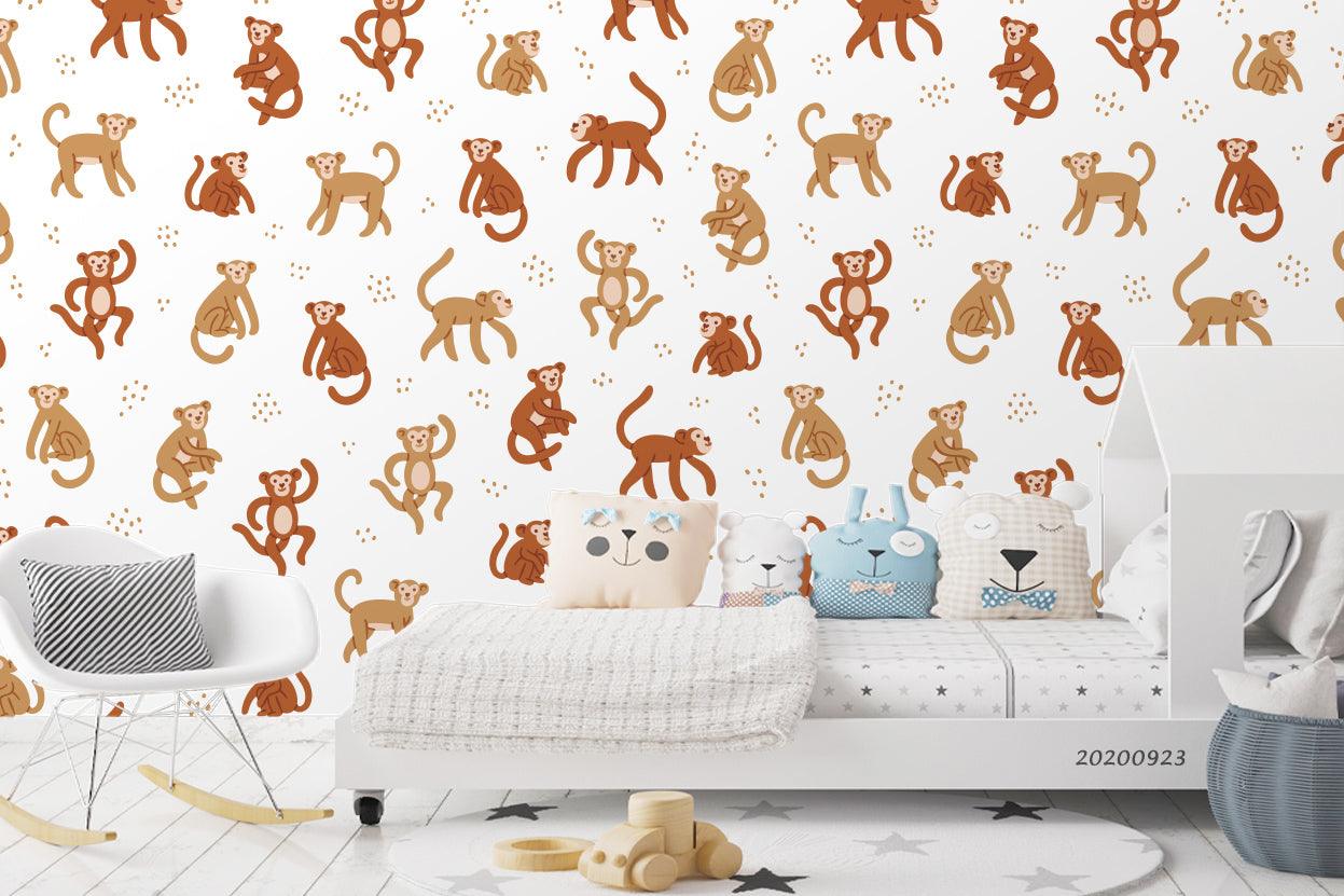 Cartoon Active Monkey Animal Wall Mural Wallpaper LXL- Jess Art Decoration