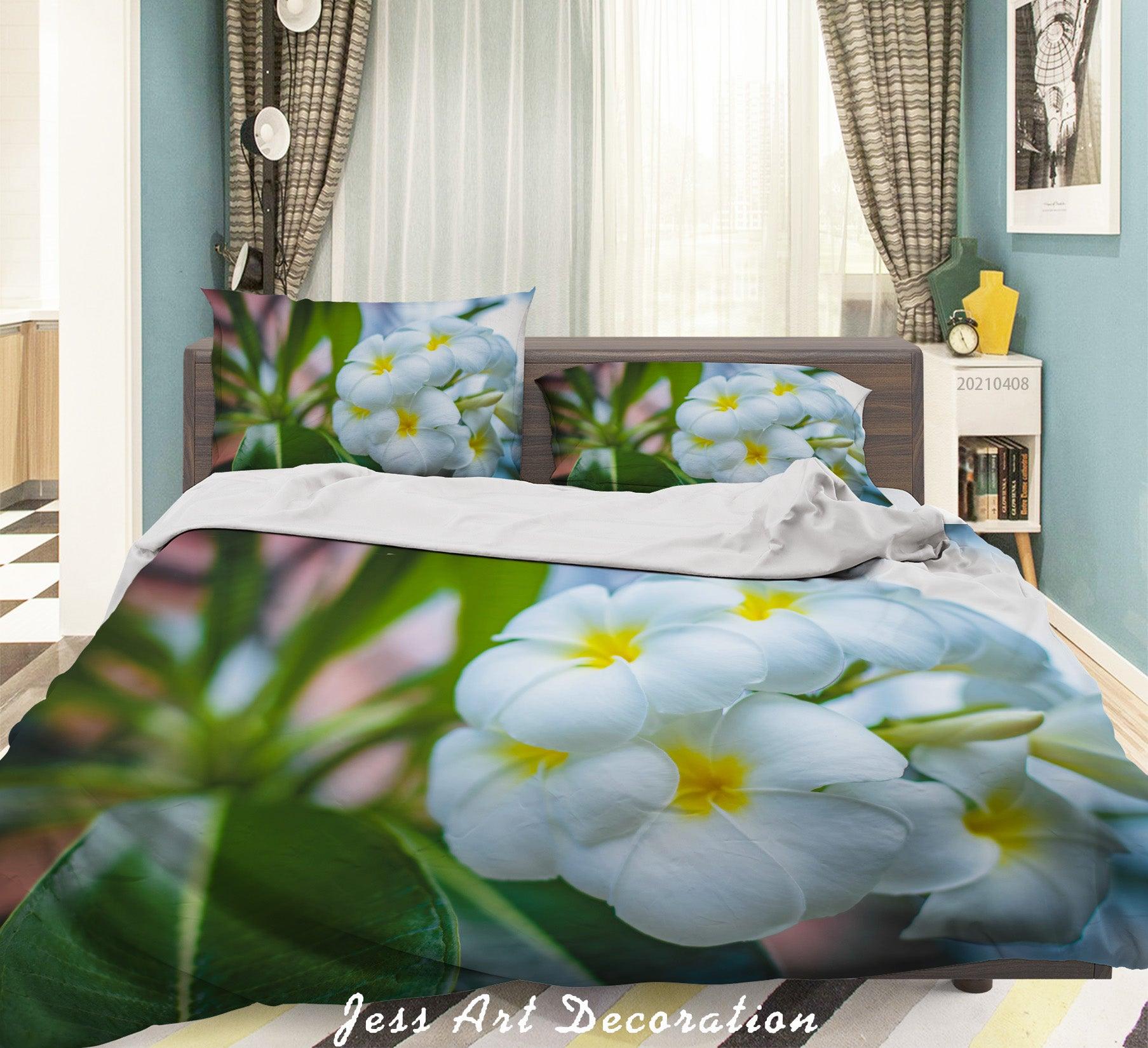3D White Floral Pattern Quilt Cover Set Bedding Set Duvet Cover Pillowcases 295- Jess Art Decoration