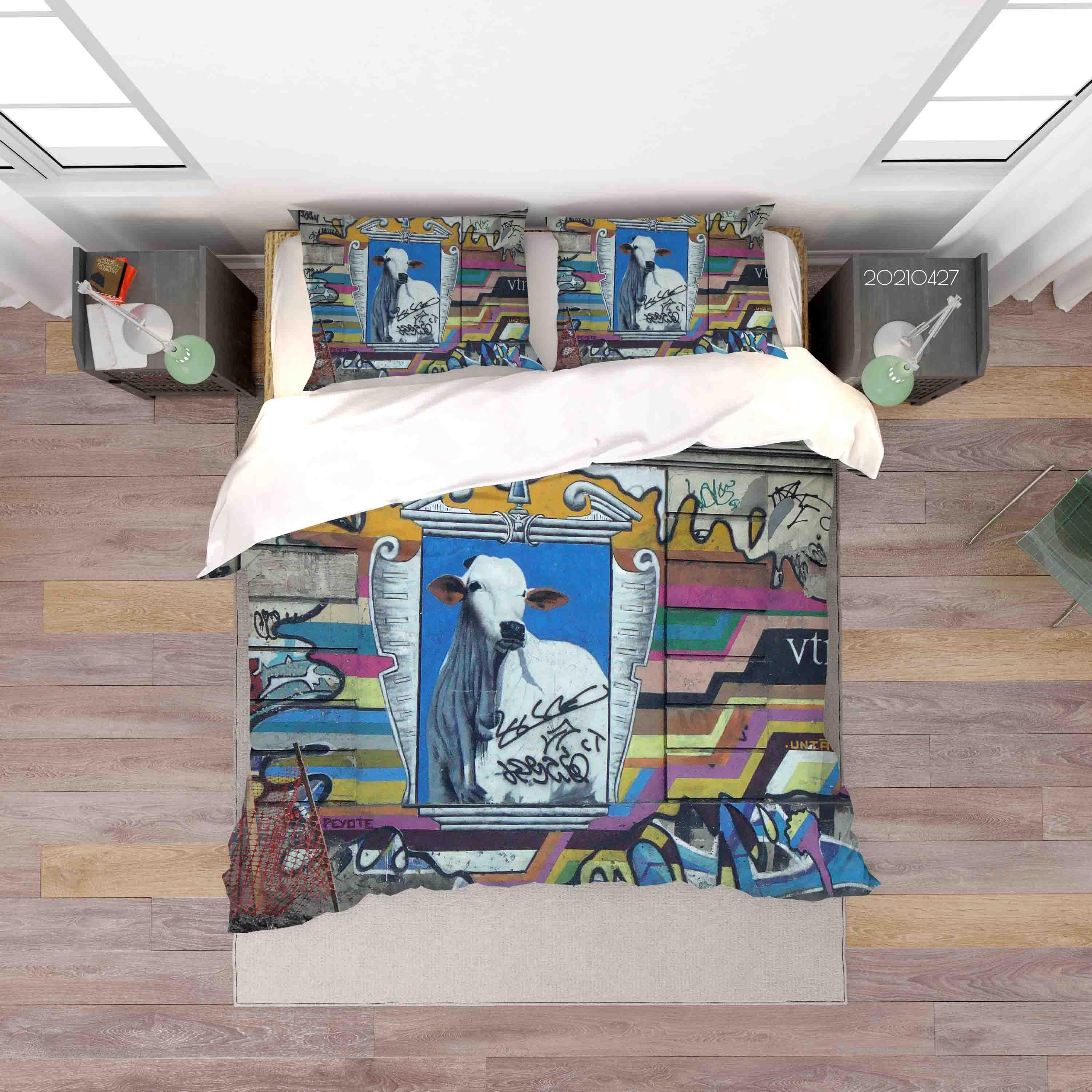 3D Abstract Colored Street Graffiti Quilt Cover Set Bedding Set Duvet Cover Pillowcases 132- Jess Art Decoration
