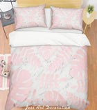 3D Pink Palm Leaves Marble Quilt Cover Set Bedding Set Pillowcases 28- Jess Art Decoration