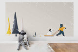 3D Cartoon Winter Snow Dog Child Wall Mural Wallpaper SF11- Jess Art Decoration