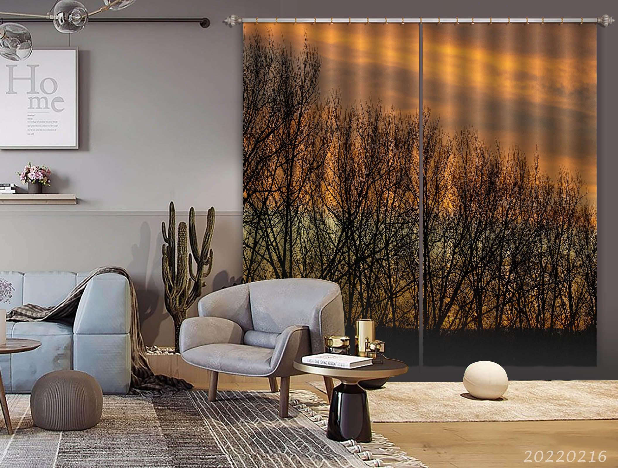 3D Woods Golden Sky Cloud Curtains and Drapes GD 2223- Jess Art Decoration