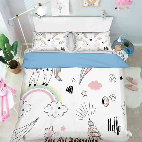 3D Color Cartoon Unicorn Quilt Cover Set Bedding Set Pillowcases  170- Jess Art Decoration