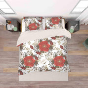 3D White Red Floral Quilt Cover Set Bedding Set Pillowcases 49- Jess Art Decoration