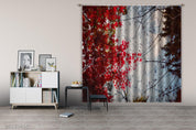 3D Autumn Red Maple Leaf Woods Branch Curtains and Drapes GD 3811- Jess Art Decoration