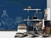 3D Hand Drawn Blue Floral Wall Mural Wallpaper LQH 229- Jess Art Decoration