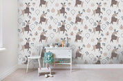 3D Cartoon Elk Wall Mural Wallpaper SF39- Jess Art Decoration