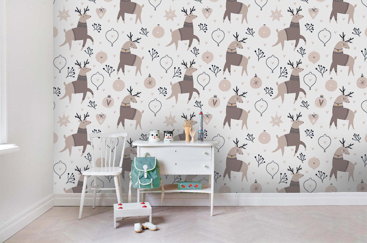 3D Cartoon Elk Wall Mural Wallpaper SF39- Jess Art Decoration