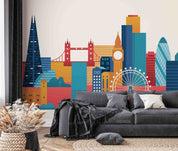 3D Colorful London City Skyline Wall Mural Wallpaper GD 1967- Jess Art Decoration