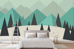 3D green mountains trees wall mural wallpaper 29- Jess Art Decoration