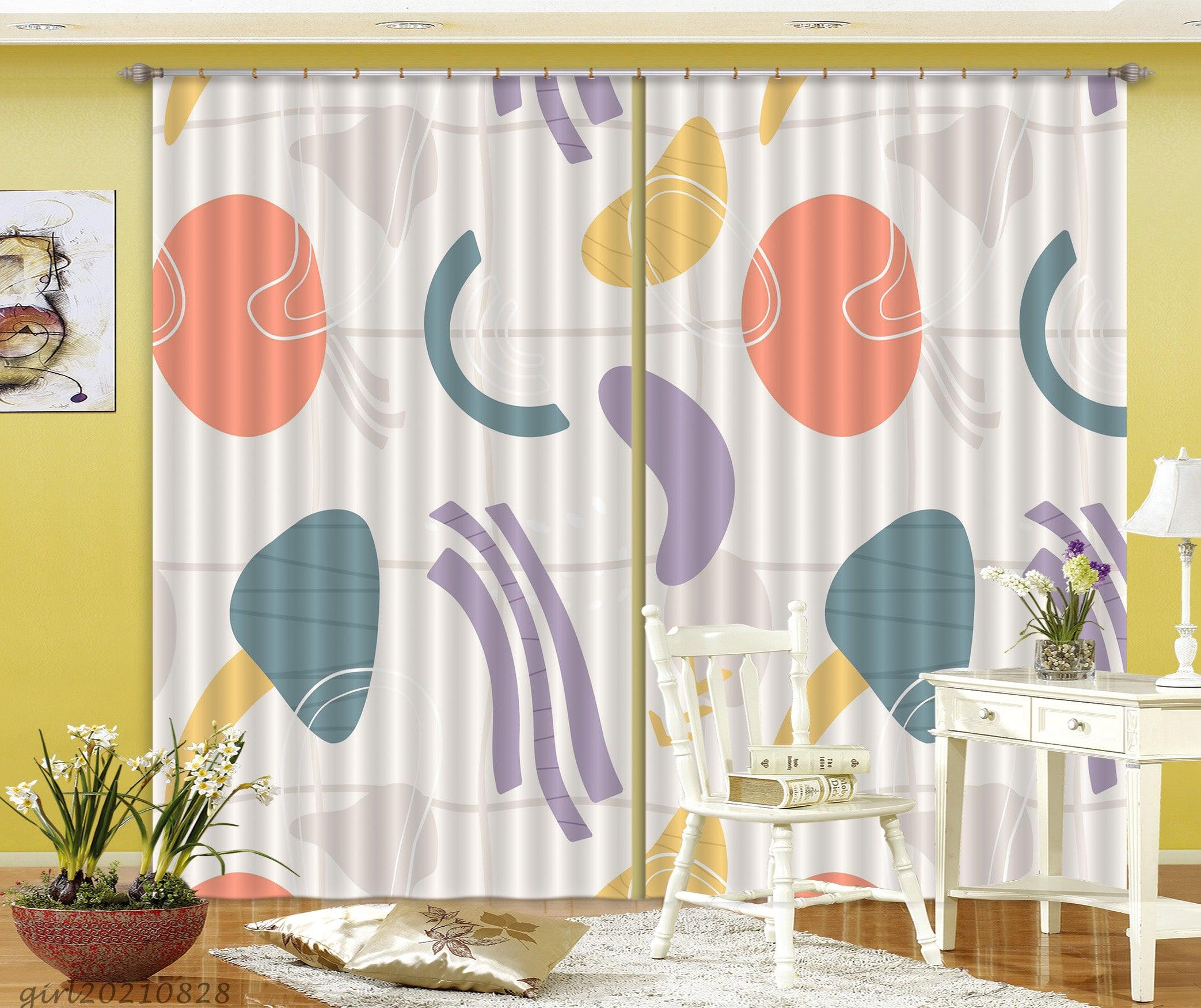 3D Abstract Color Shape Curtains and Drapes LQH 32- Jess Art Decoration