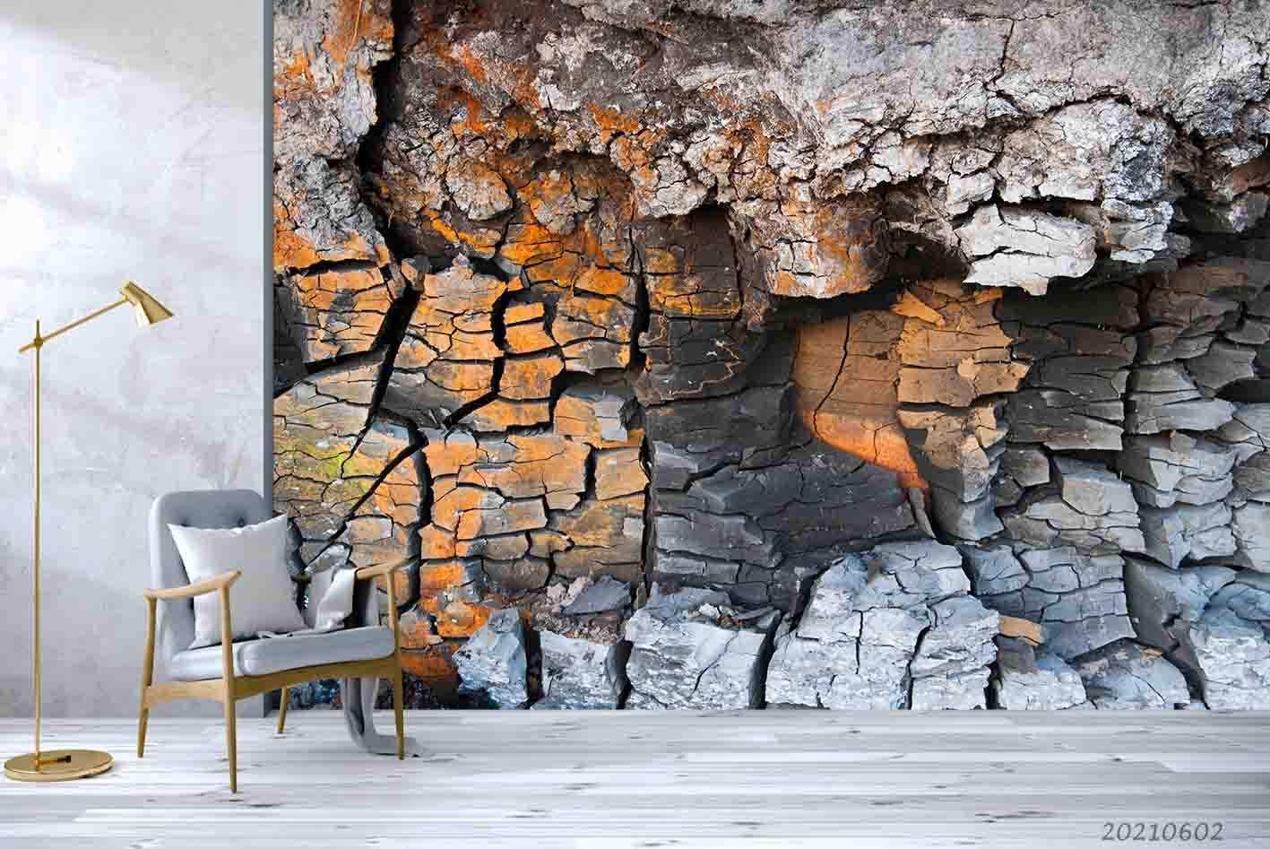 3D  Abstract Cracked Destroyed Land Rock Wall Mural Wallpaper SWW924- Jess Art Decoration