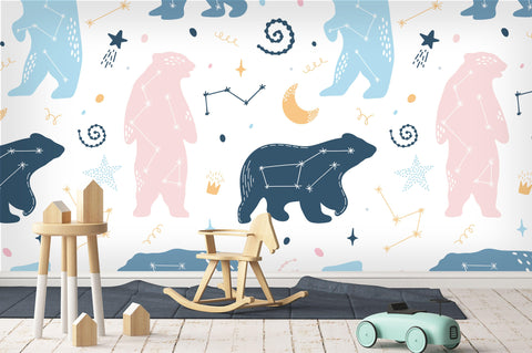 3D Constellation Polar Bear Moon Star Wall Mural Wallpaper 32- Jess Art Decoration