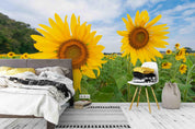 3D blue sky sunflower wall mural wallpaper 5- Jess Art Decoration