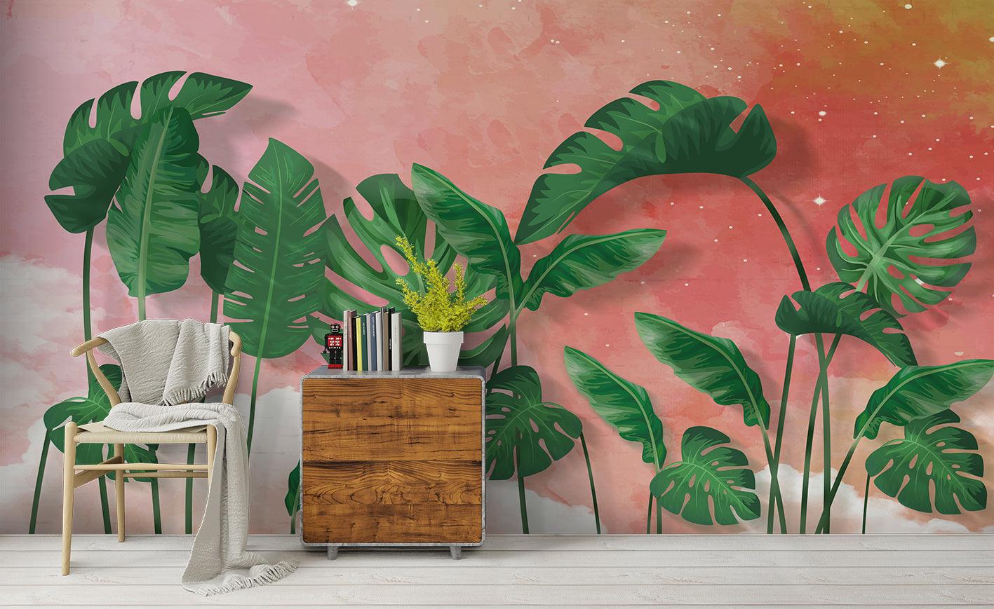 3D Green Tropical Leaves Wall Mural Wallpaper 24- Jess Art Decoration