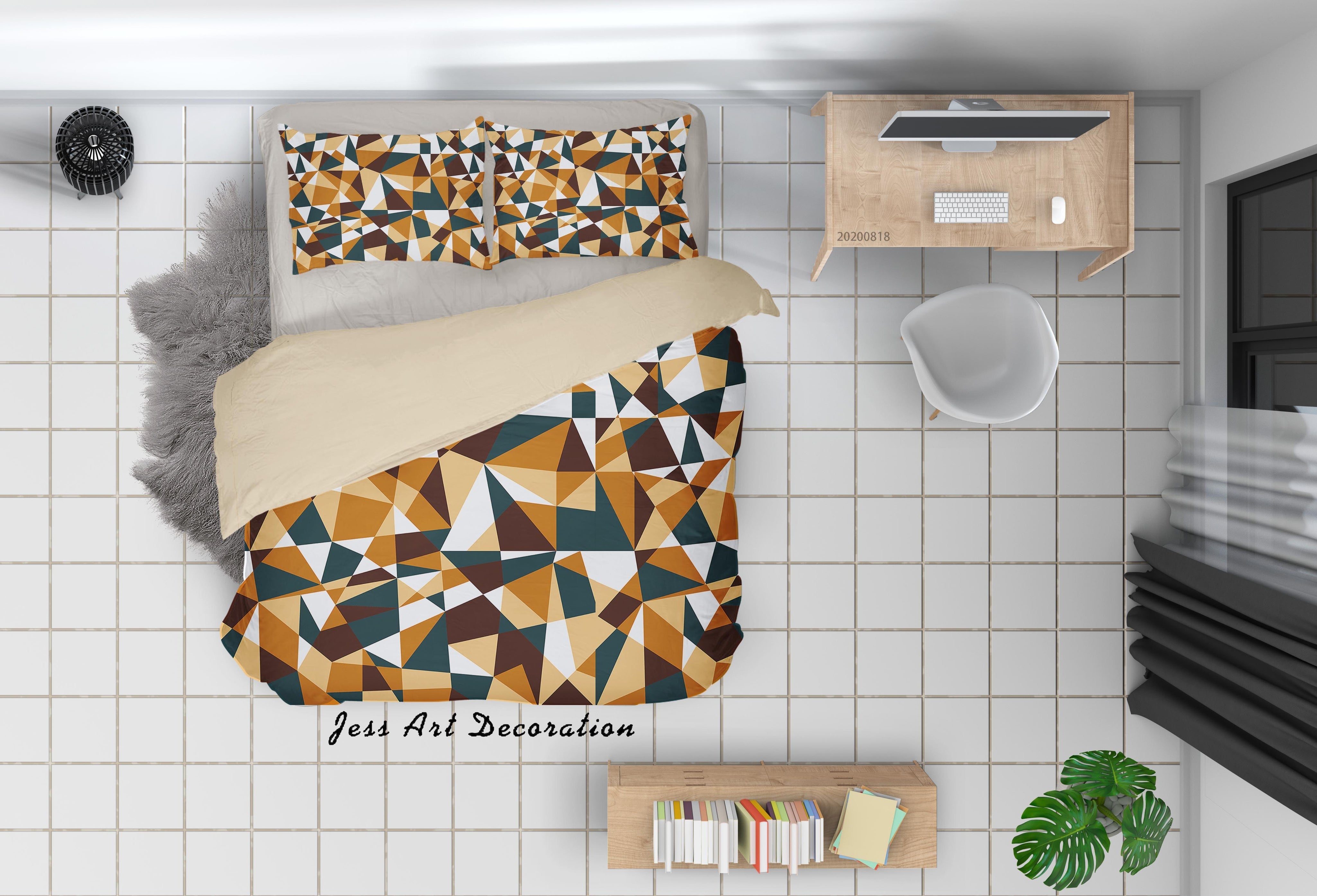 3D Vintage Geometric Quilt Cover Set Bedding Set Duvet Cover Pillowcases LXL- Jess Art Decoration