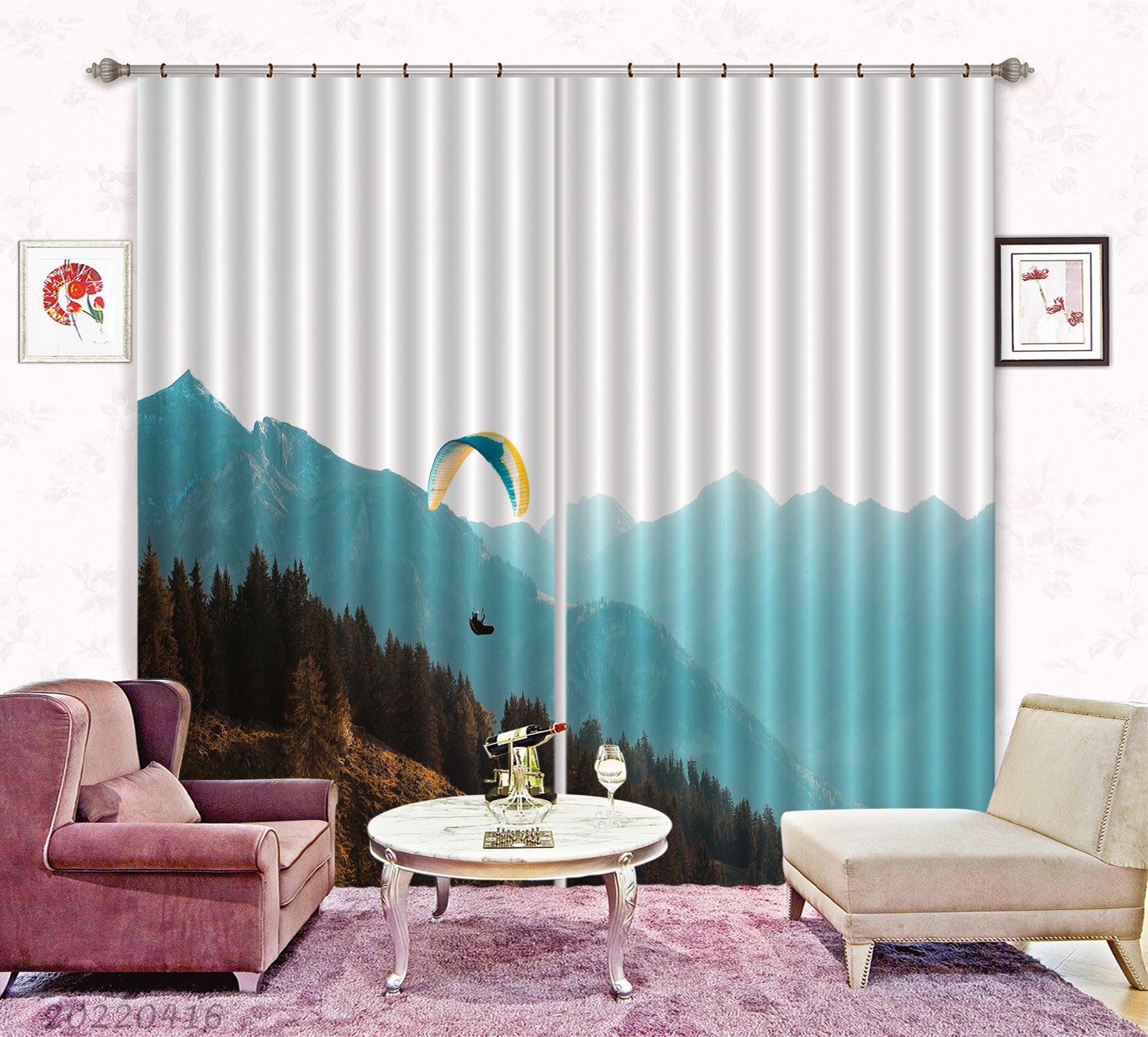 3D Landscape Peak Parachute Forest Trees Curtains and Drapes GD 4484- Jess Art Decoration