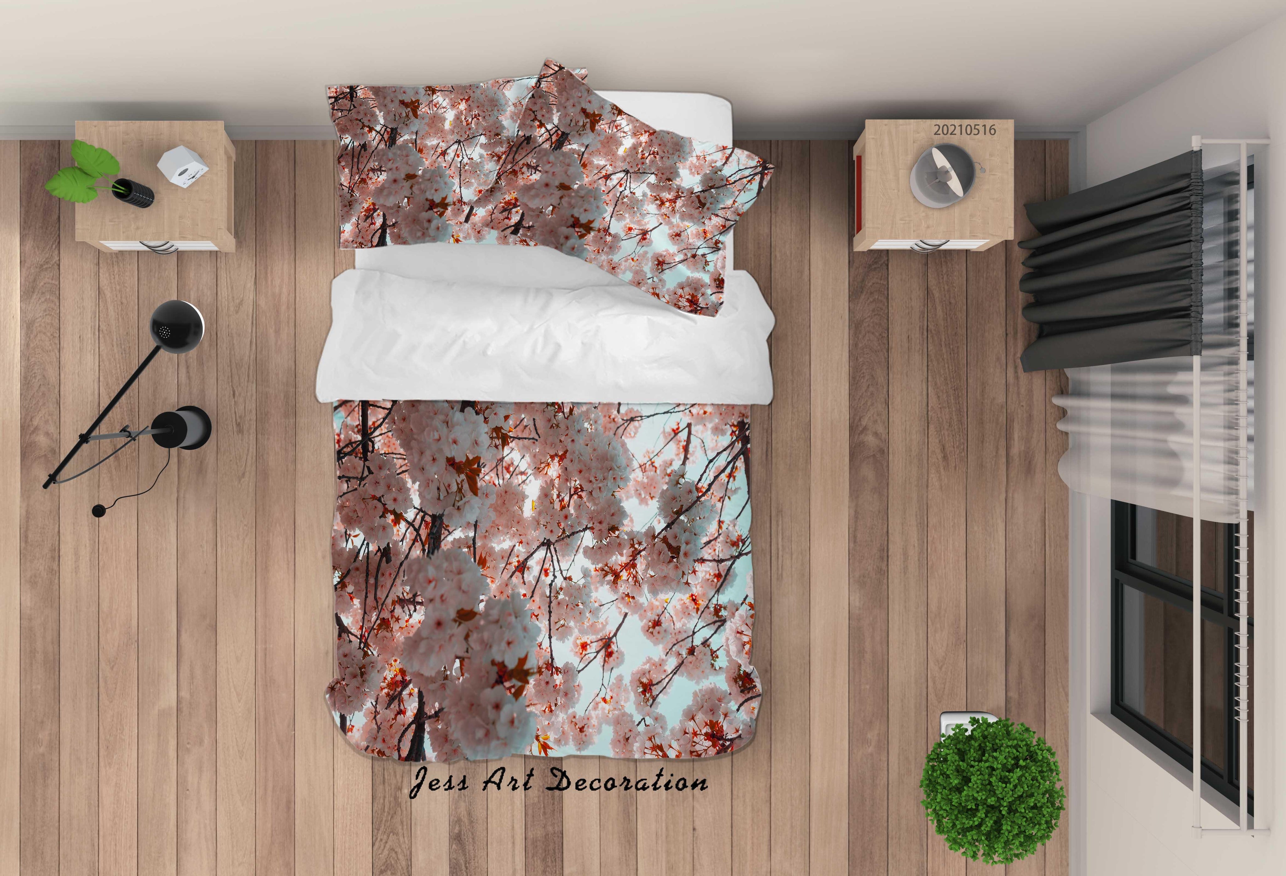 3D Cherry Blossom Flower Branch Quilt Cover Set Bedding Set Duvet Cover Pillowcases 21- Jess Art Decoration