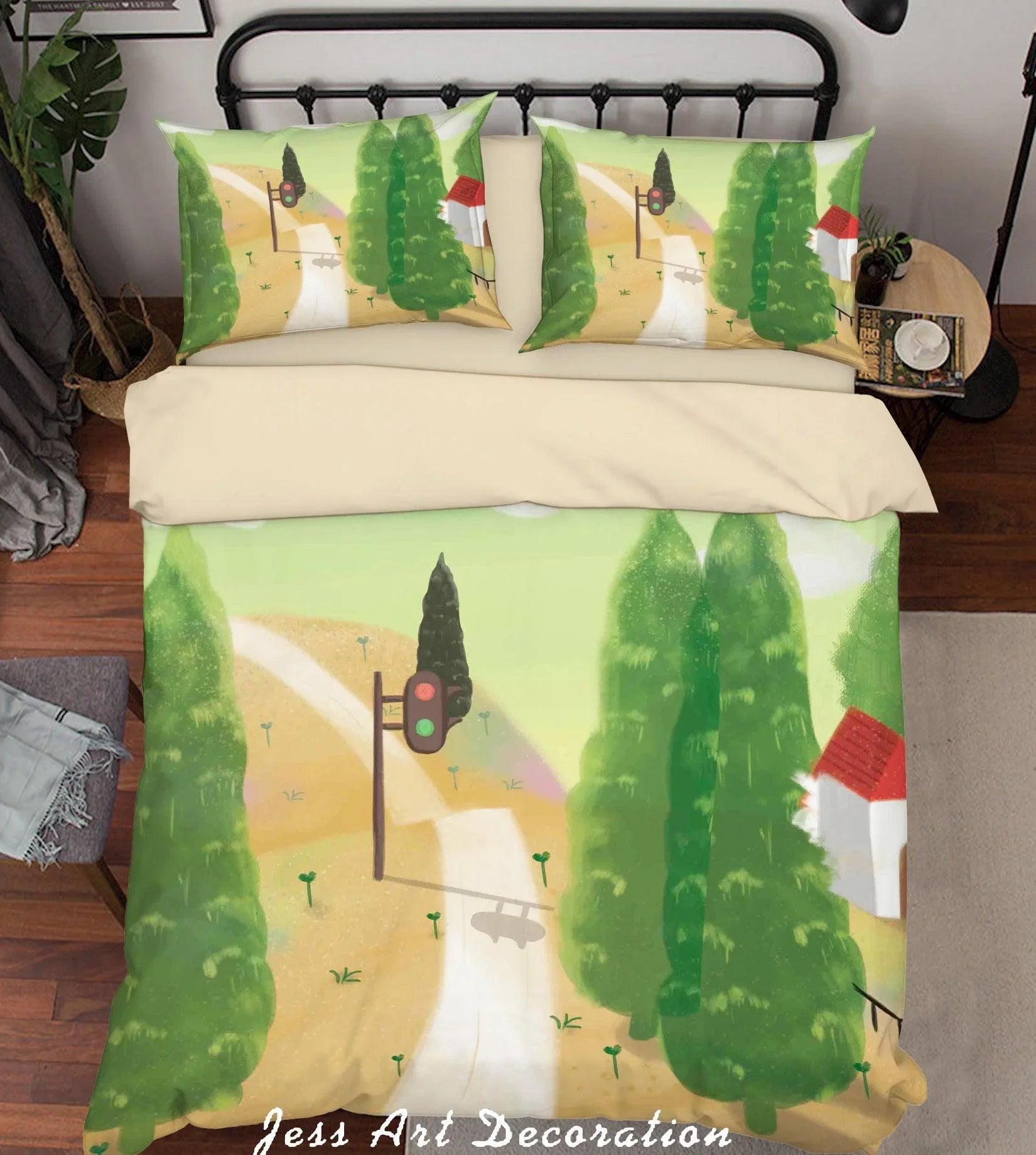 3D Cartoon Tree Road Quilt Cover Set Bedding Set Duvet Cover Pillowcases A591 LQH- Jess Art Decoration