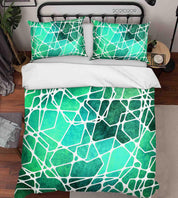 3D Abstract Green Geometry Quilt Cover Set Bedding Set Duvet Cover Pillowcases 277- Jess Art Decoration