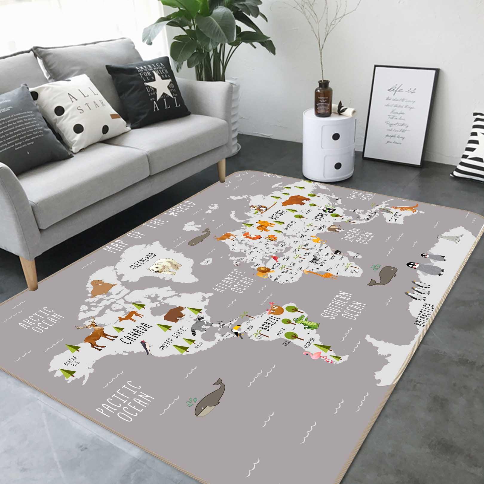 3D World Map Non-Slip Rug Mat 159- Jess Art Decoration
