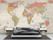 3D Colourful World Map Wall Mural Wallpaper WJ 2188- Jess Art Decoration