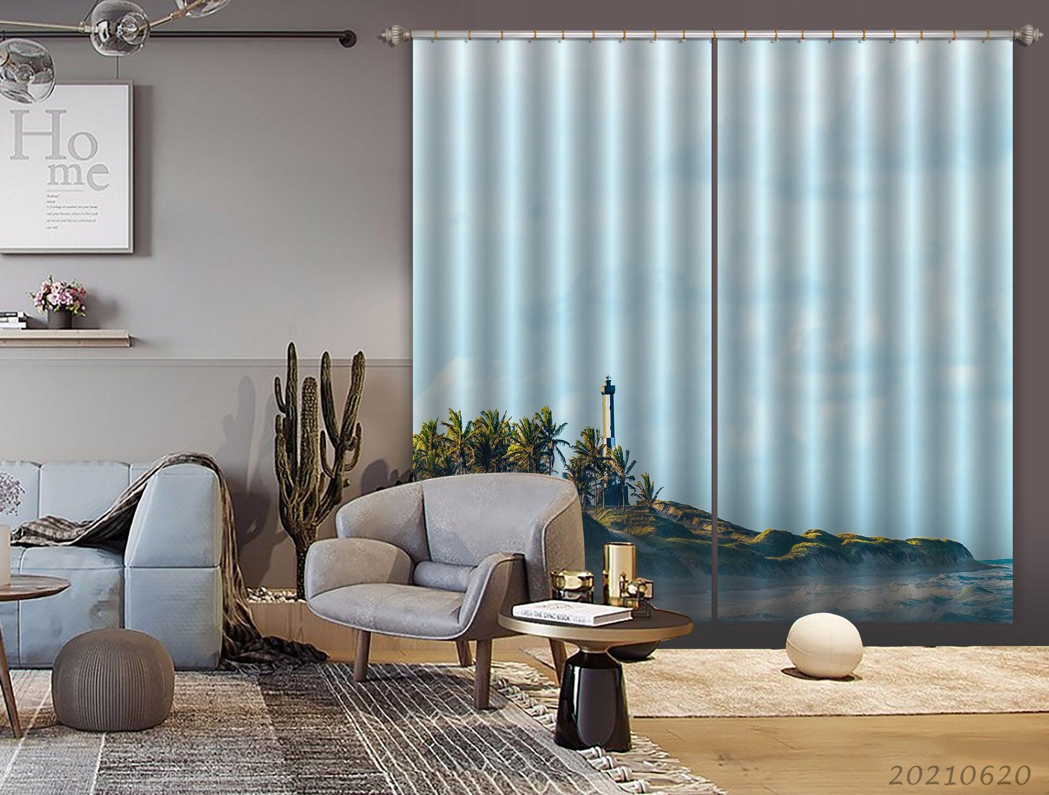 3D Abstract Blue Background Curtains and Drapes GD 886- Jess Art Decoration