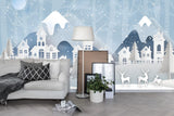3D Cartoon Snow Mountains House Deer Wall Mural Wallpaper 26- Jess Art Decoration