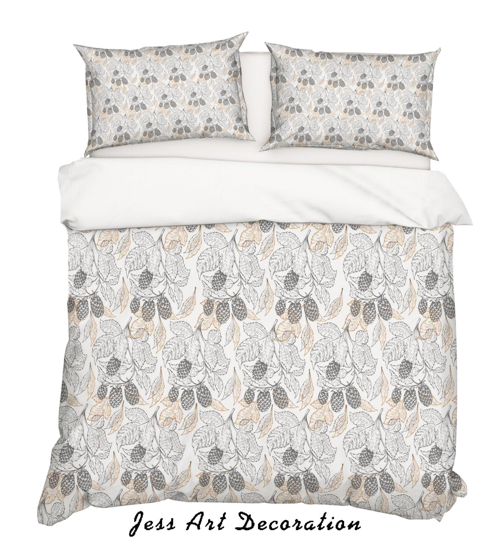 3D Abstract Hand Drawn Leaves Pattern Quilt Cover Set Bedding Set Duvet Cover Pillowcases WJ 6871- Jess Art Decoration