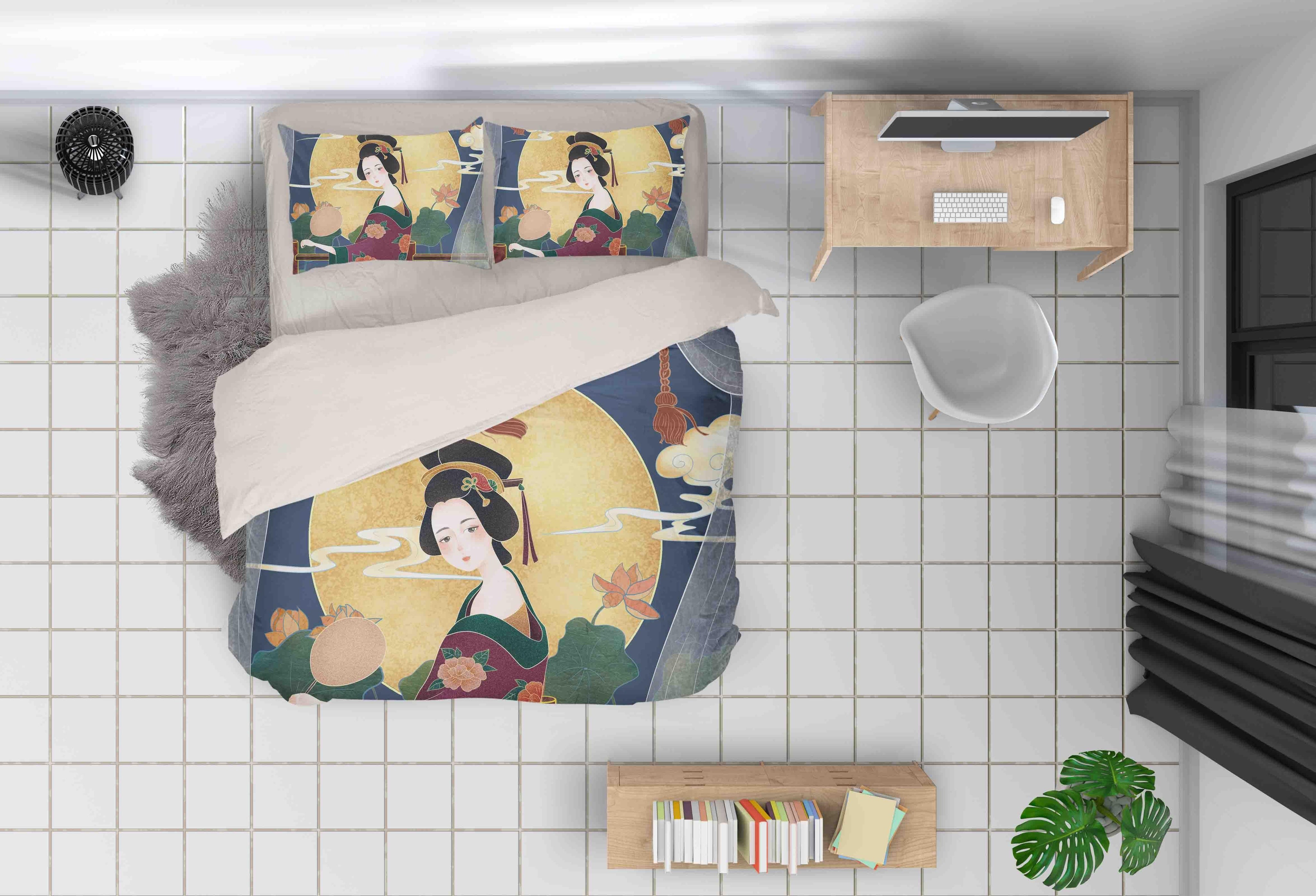 3D Abstract Japanese Beauty Quilt Cover Set Bedding Set Pillowcases 07- Jess Art Decoration