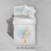 3D White Rabbit Chick Floral Eggs Mushroom Quilt Cover Set Bedding Set Duvet Cover Pillowcases SF74- Jess Art Decoration